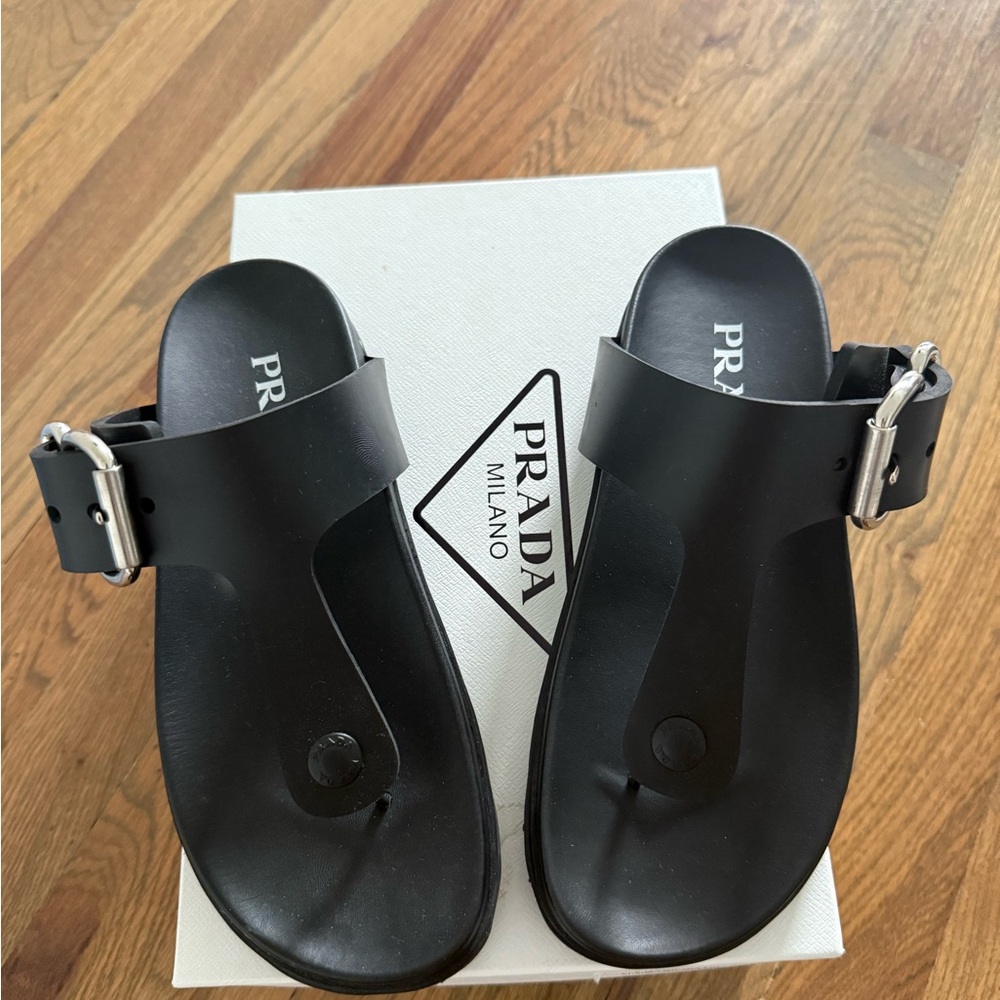Women’s Prada Rubber Slide Sandal with Buckle